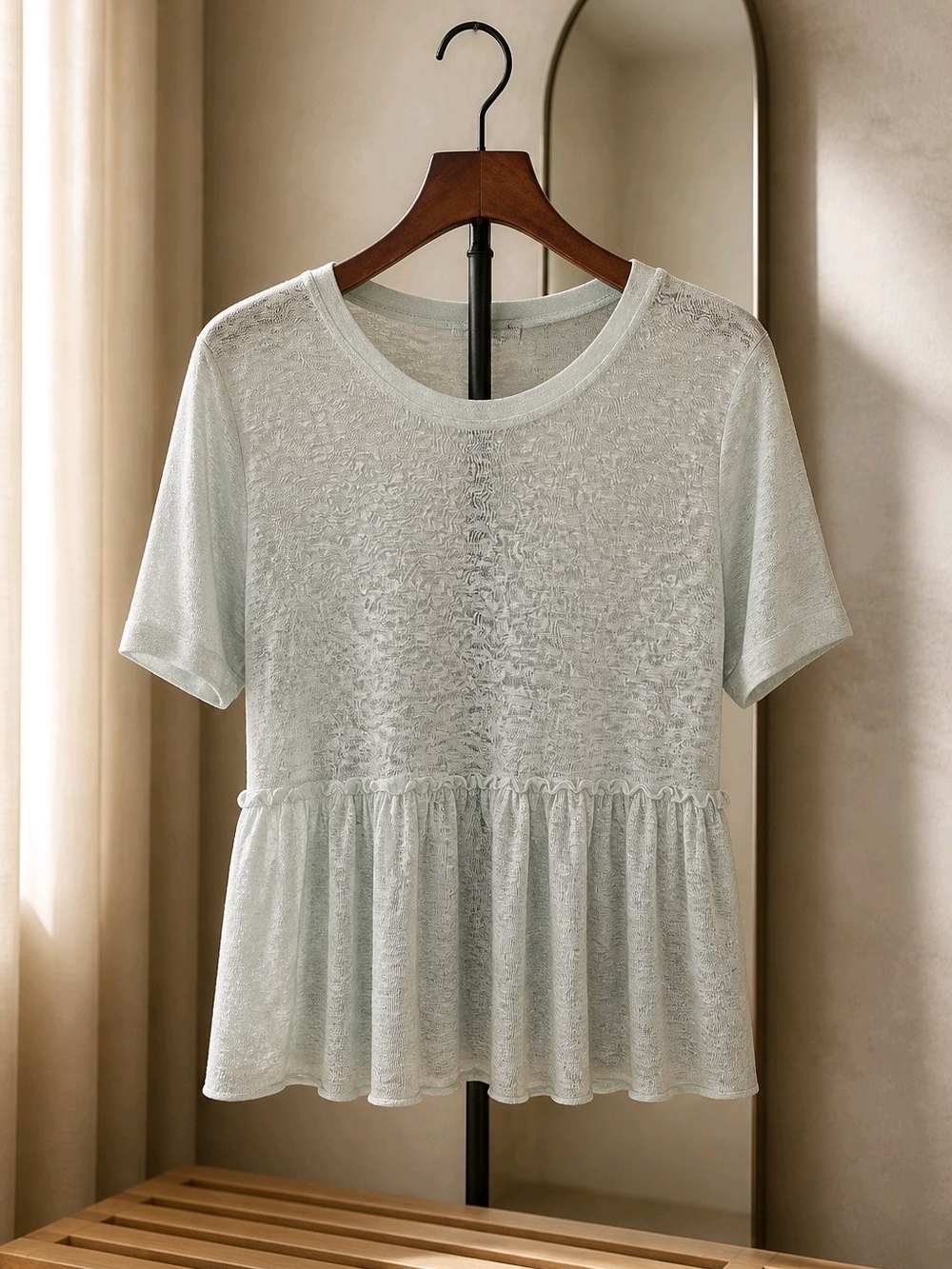 Women’s Light Mint Short Sleeve Peplum Tee